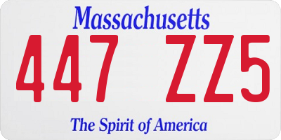 MA license plate 447ZZ5