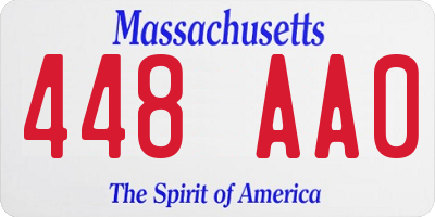 MA license plate 448AA0