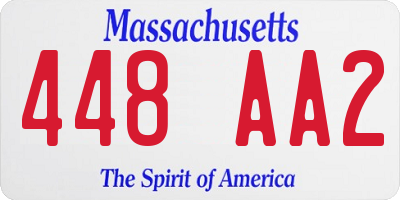 MA license plate 448AA2
