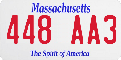 MA license plate 448AA3