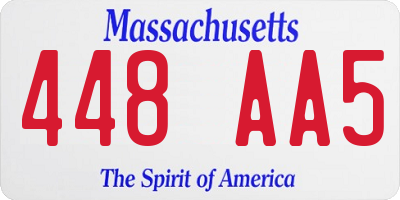 MA license plate 448AA5