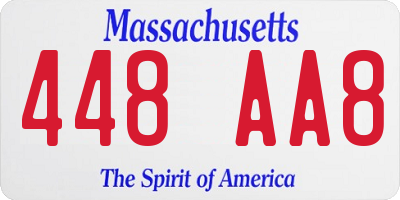 MA license plate 448AA8