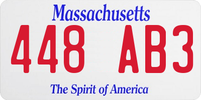 MA license plate 448AB3