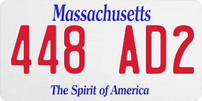 MA license plate 448AD2