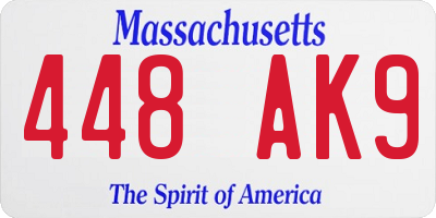 MA license plate 448AK9