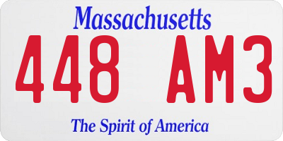 MA license plate 448AM3