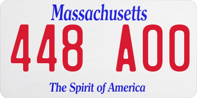 MA license plate 448AO0