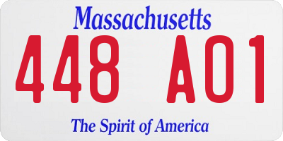 MA license plate 448AO1