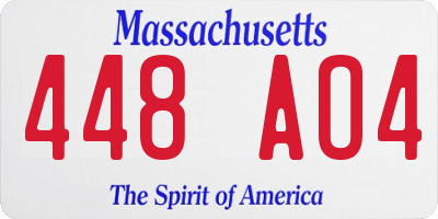 MA license plate 448AO4