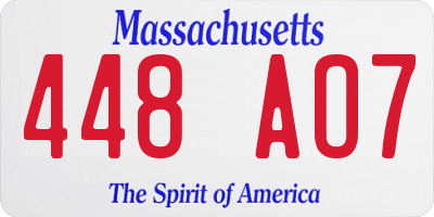 MA license plate 448AO7