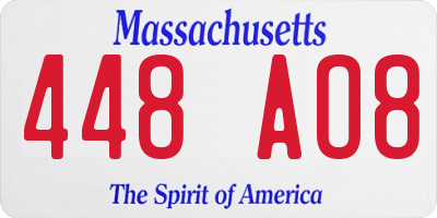 MA license plate 448AO8