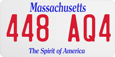 MA license plate 448AQ4