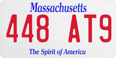 MA license plate 448AT9