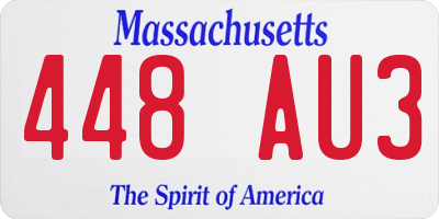 MA license plate 448AU3