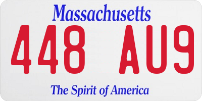 MA license plate 448AU9