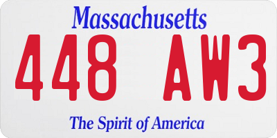 MA license plate 448AW3