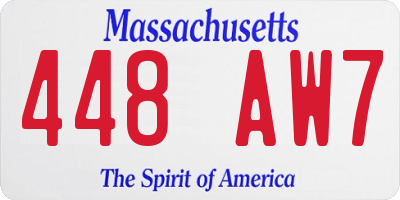 MA license plate 448AW7