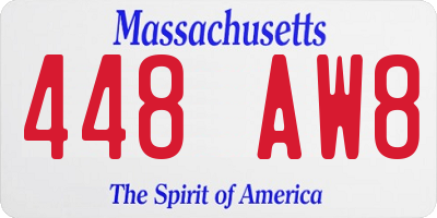 MA license plate 448AW8