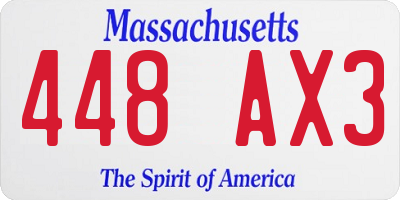 MA license plate 448AX3