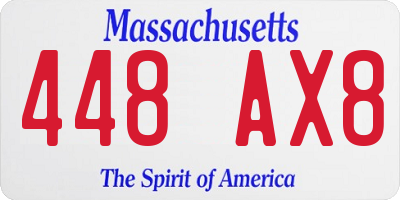 MA license plate 448AX8