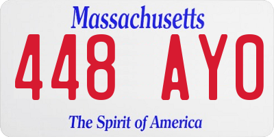 MA license plate 448AY0