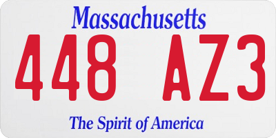 MA license plate 448AZ3