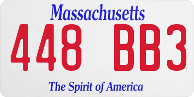 MA license plate 448BB3