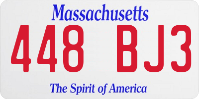 MA license plate 448BJ3