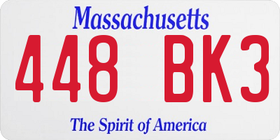 MA license plate 448BK3