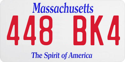 MA license plate 448BK4