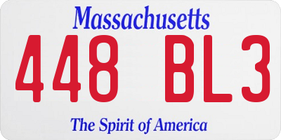 MA license plate 448BL3