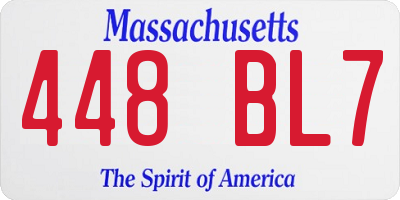 MA license plate 448BL7