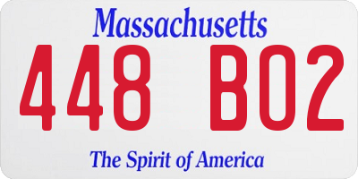 MA license plate 448BO2