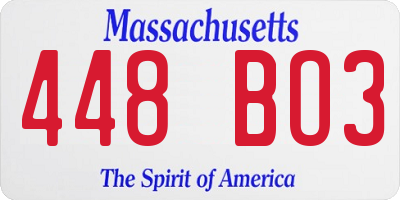 MA license plate 448BO3