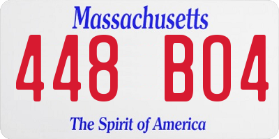 MA license plate 448BO4