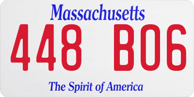 MA license plate 448BO6