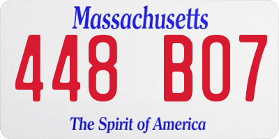 MA license plate 448BO7