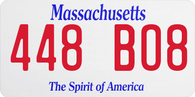 MA license plate 448BO8
