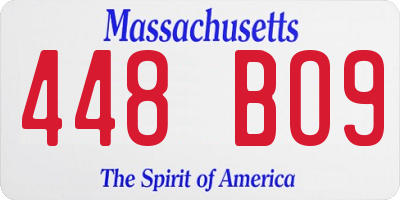 MA license plate 448BO9