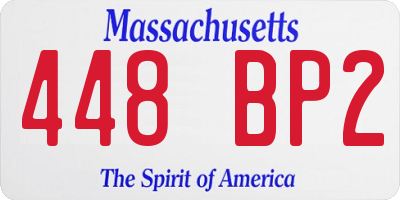 MA license plate 448BP2