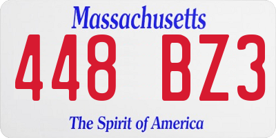 MA license plate 448BZ3