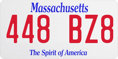 MA license plate 448BZ8