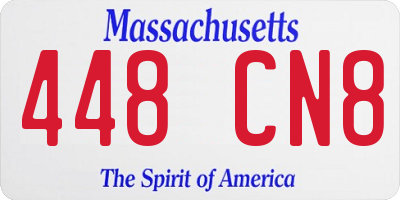 MA license plate 448CN8