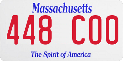 MA license plate 448CO0