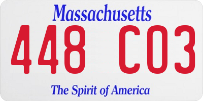 MA license plate 448CO3