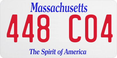MA license plate 448CO4