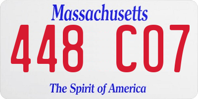 MA license plate 448CO7