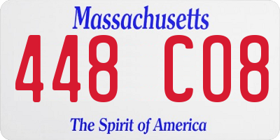 MA license plate 448CO8
