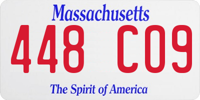 MA license plate 448CO9