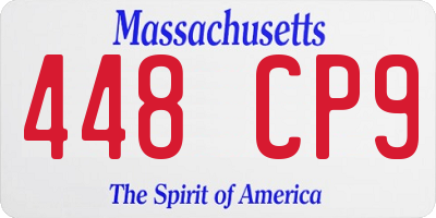 MA license plate 448CP9